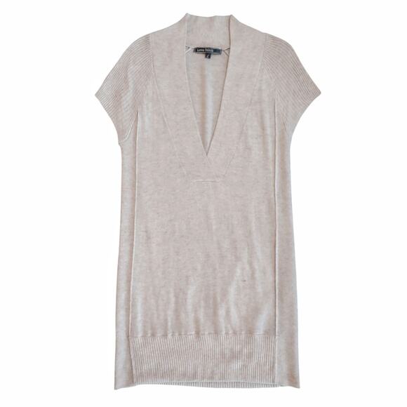 LOVESTITCH Oatmeal Angora Blend Knit Sweater V-Neck Size Large - Picture 6 of 11